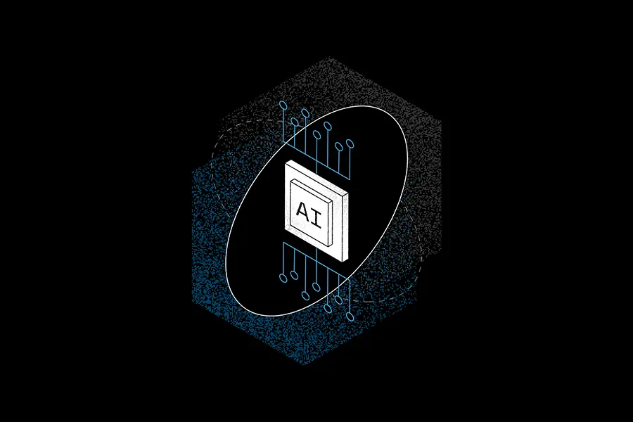 AI chip in an abstract shape